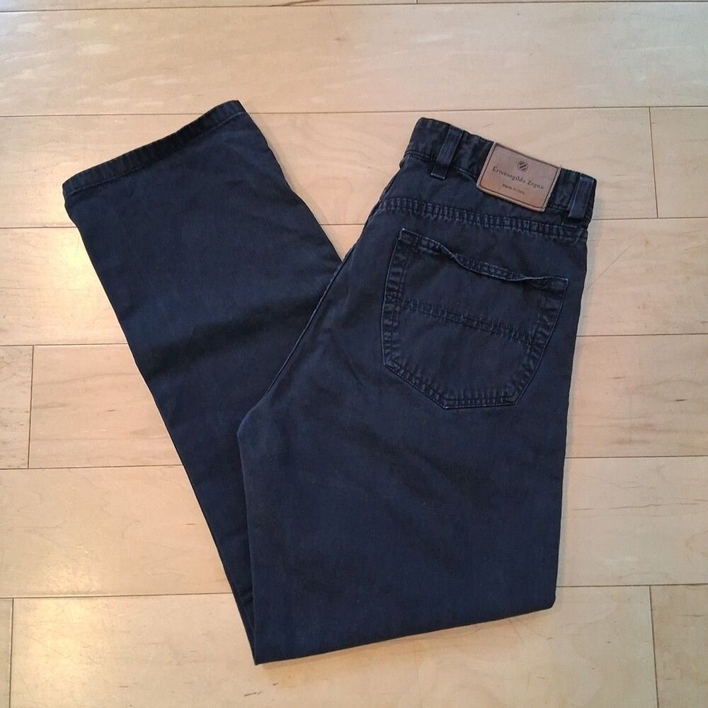 Vintage Ermenegildo Zegna Jeans Mens 34 (Fit 31x27.5) Cotton Straight Leg Black